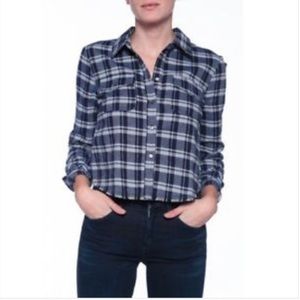 Elizabeth & James - Buckley Cropped Plaid Shirt, Size XS